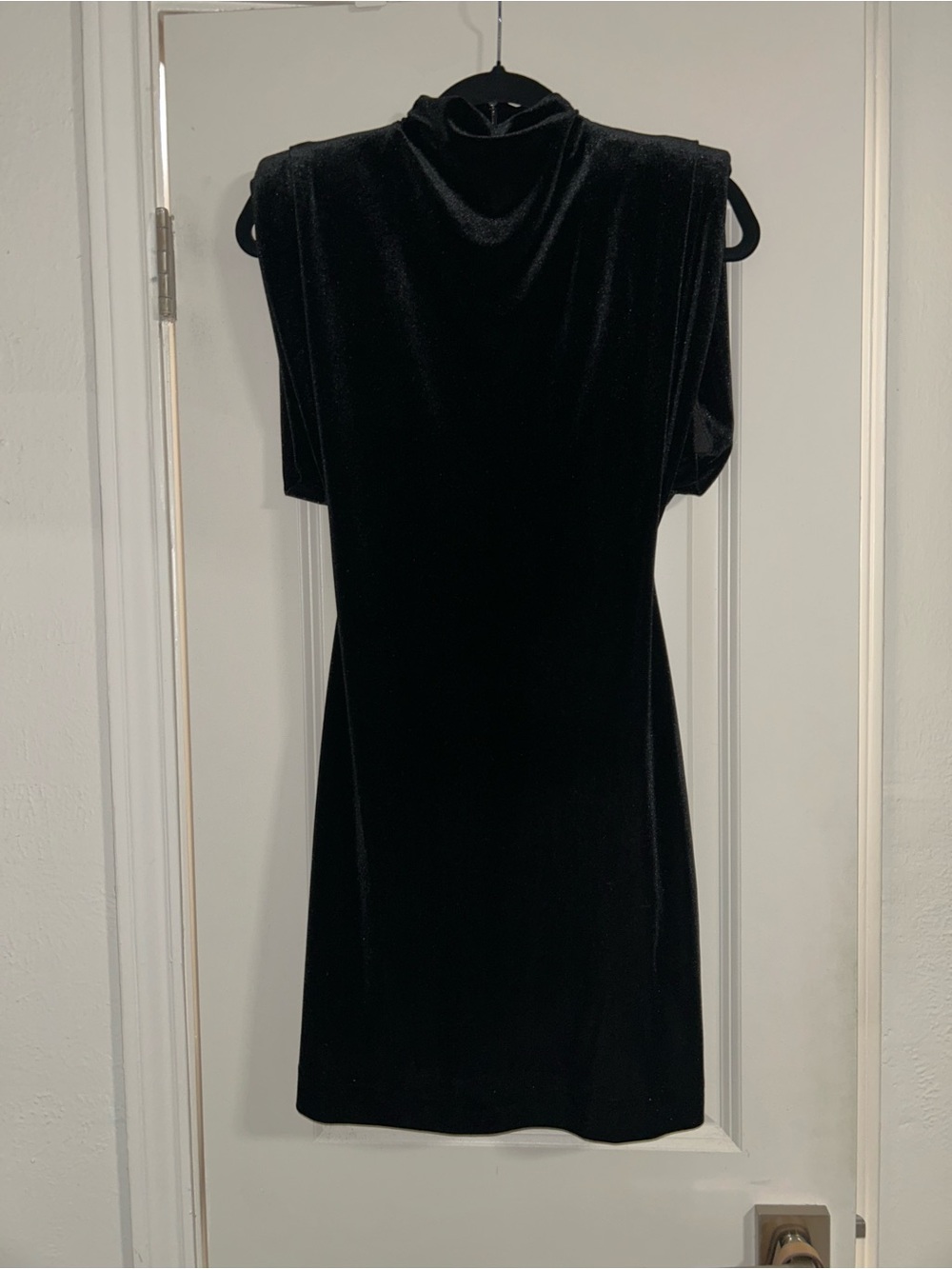 Zara Black Velvet High Neck Mini Dress